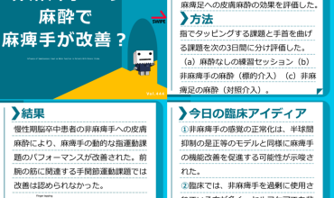 非麻痺手の皮膚麻酔をすると麻痺手パフォーマンスが改善する！？慢性期脳卒中患者の運動機能に対する体性感覚入力の影響