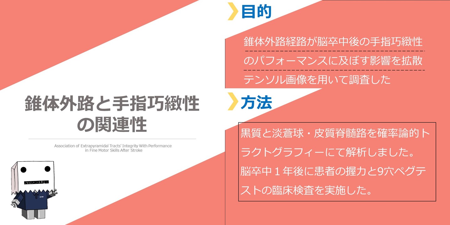 錐体外路と手指巧緻性の関連性　まとめ図１