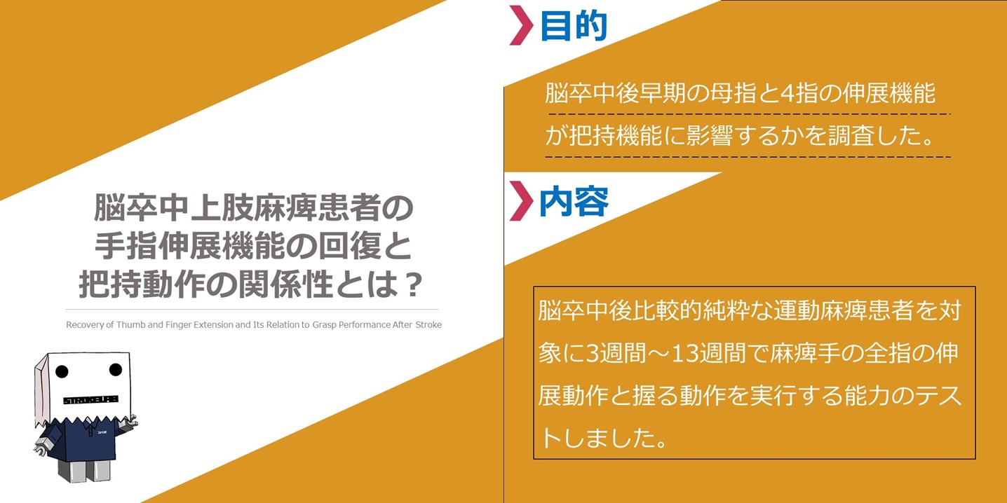 手指伸展機能の回復と把持動作（grasp）の関係性とは？まとめ（１）