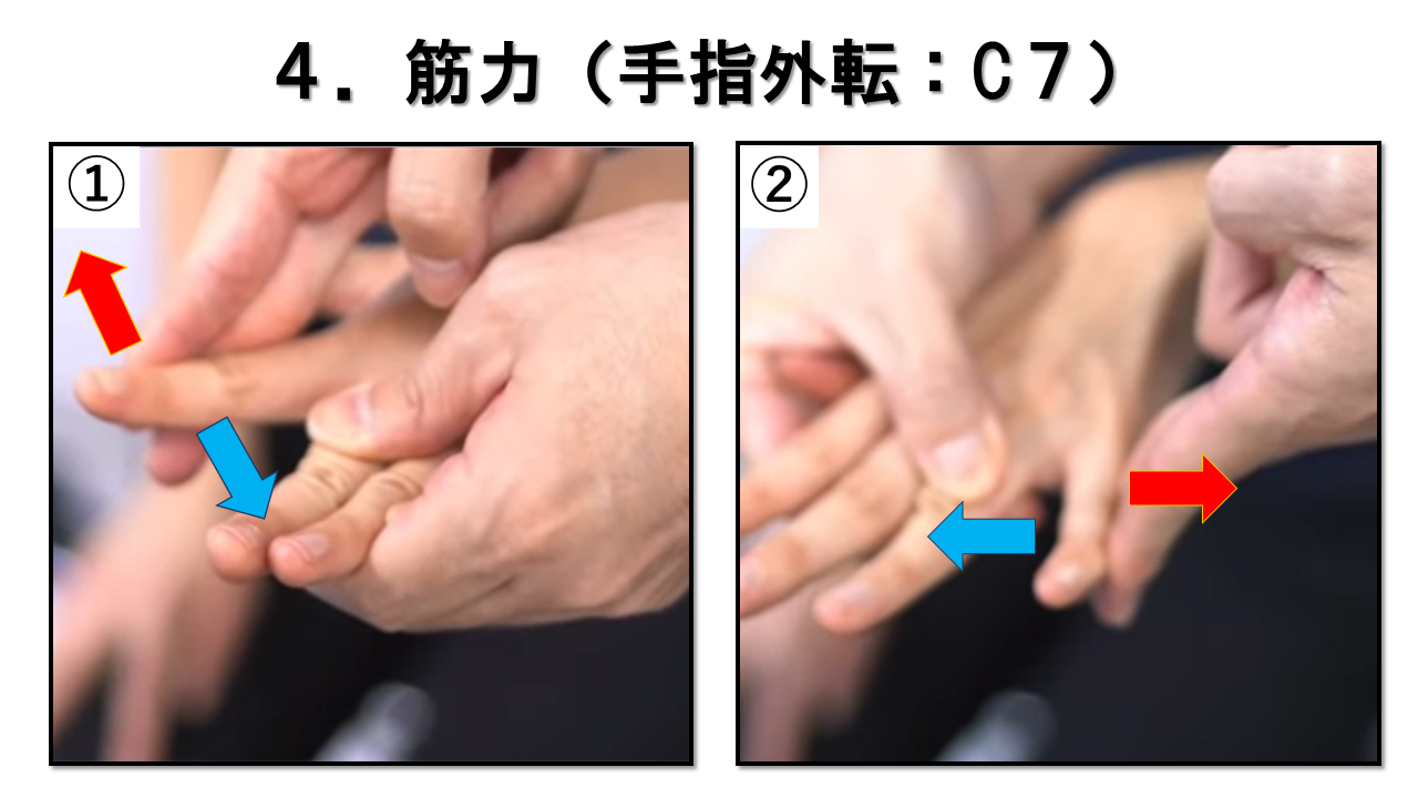 上肢の神経学的検査：筋力　手指外転