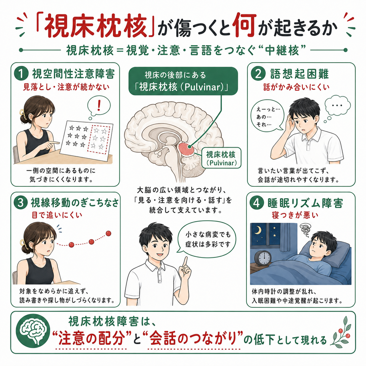 2026年版】視床枕核の役割とは？：言語機能と睡眠障害への影響と