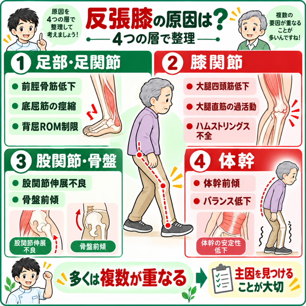 反張膝（バックニー）の原因と治し方｜脳卒中後に多い理由・評価・装具