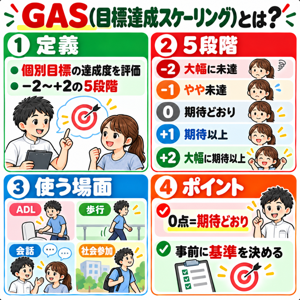 GAS目標達成スケーリングの意味とマイナス2からプラス2の5段階評価