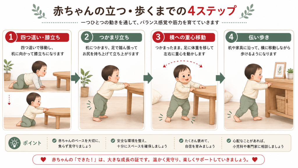 立位、歩行の4ステップ