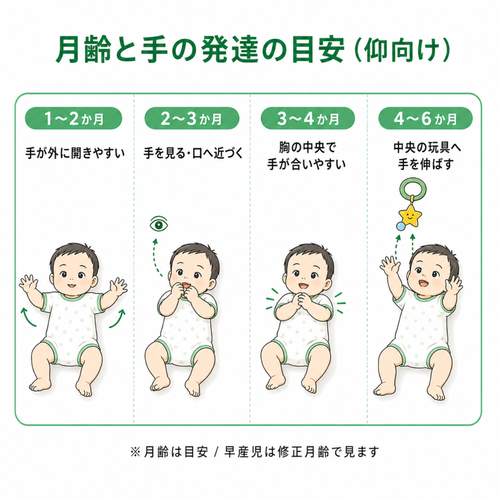 月齢と手の発達の目安