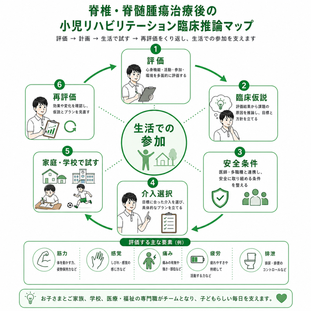 脊椎・脊髄腫瘍治療後の小児リハビリ臨床推論マップ