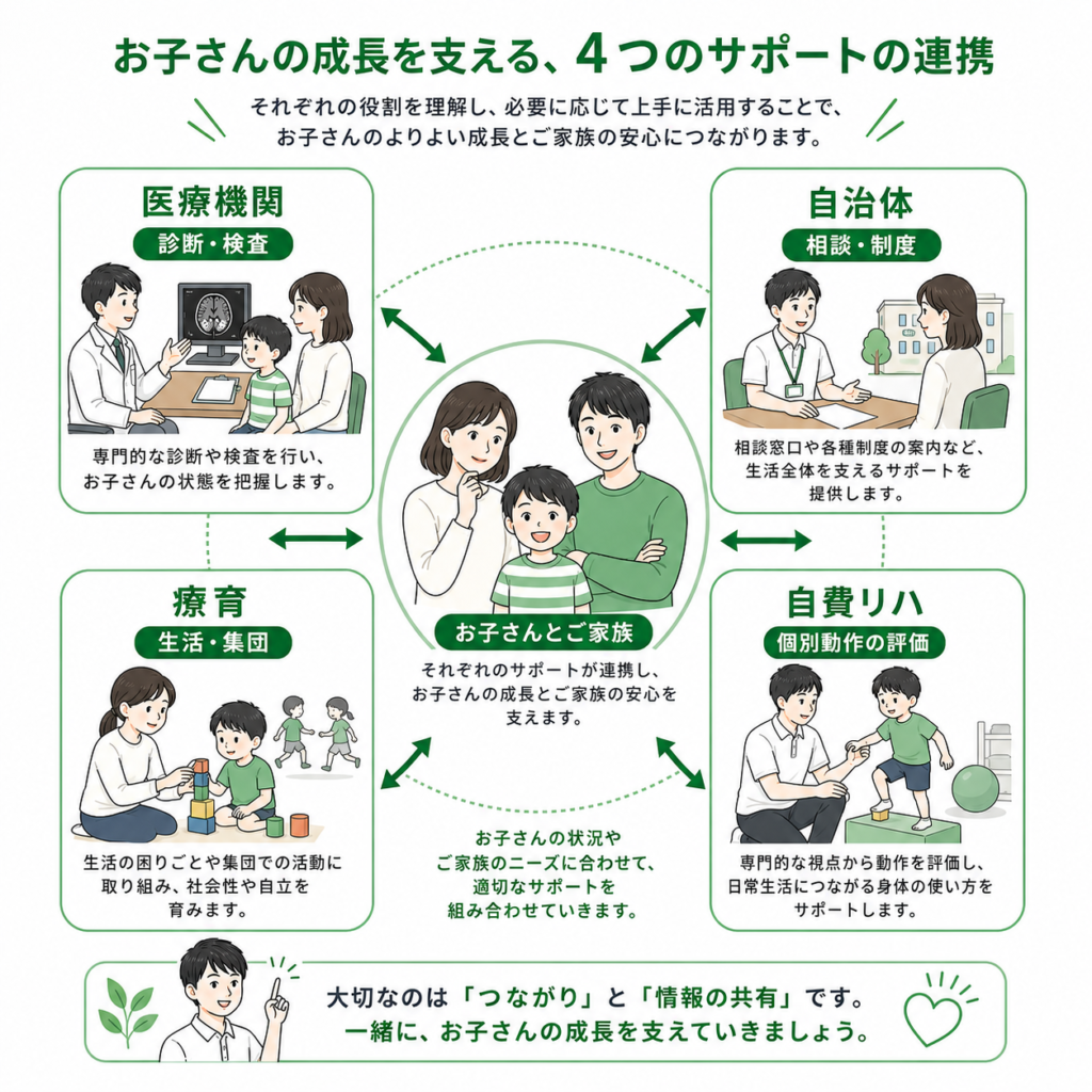 お子さんの成長を支える4つのサポートの連携