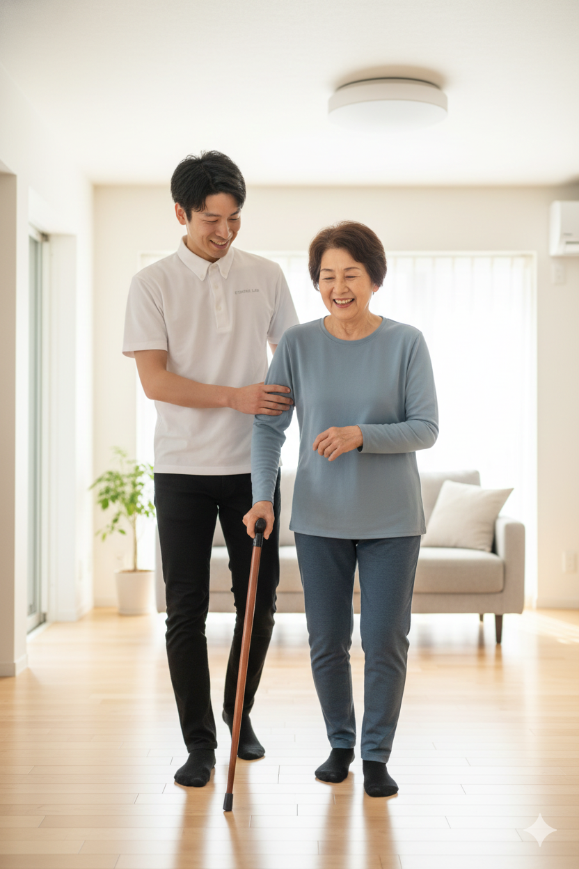 STROKE LABの訪問リハビリ実施場面