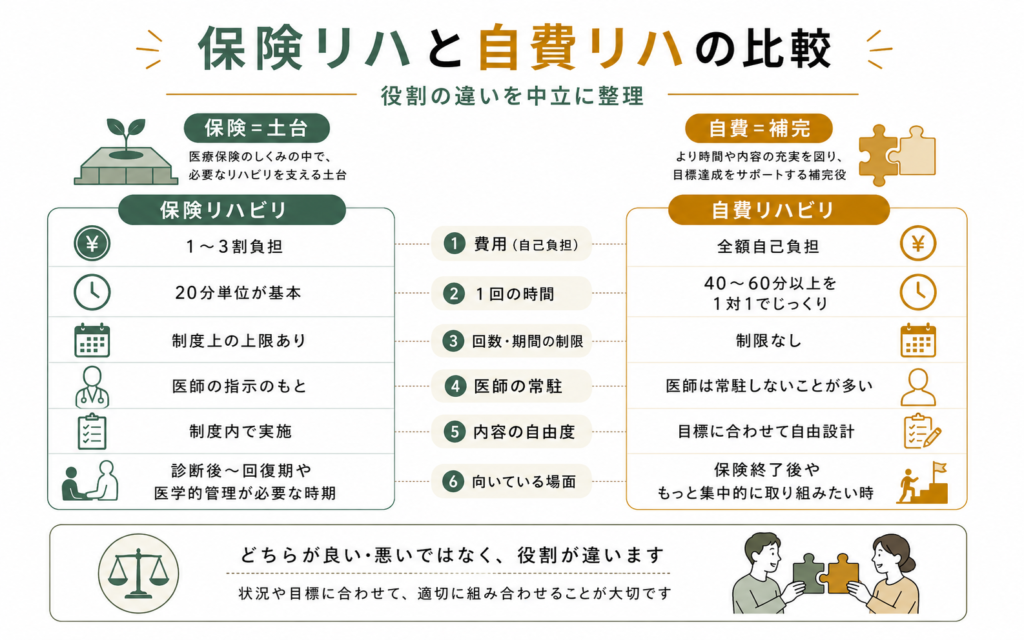 保険リハと自費リハの比較