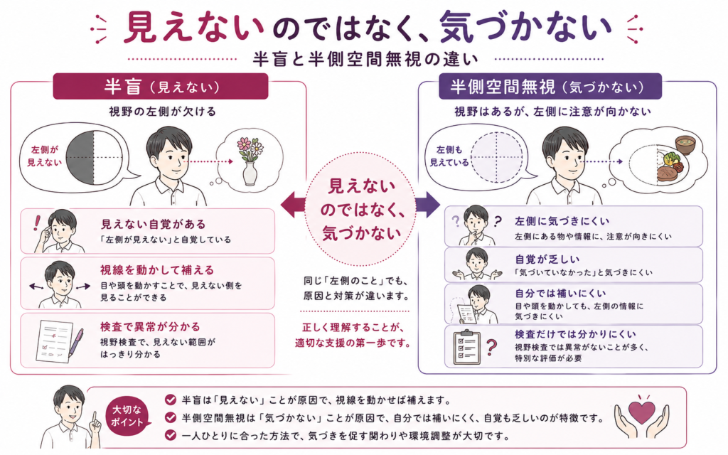 半盲と半側空間無視の違い