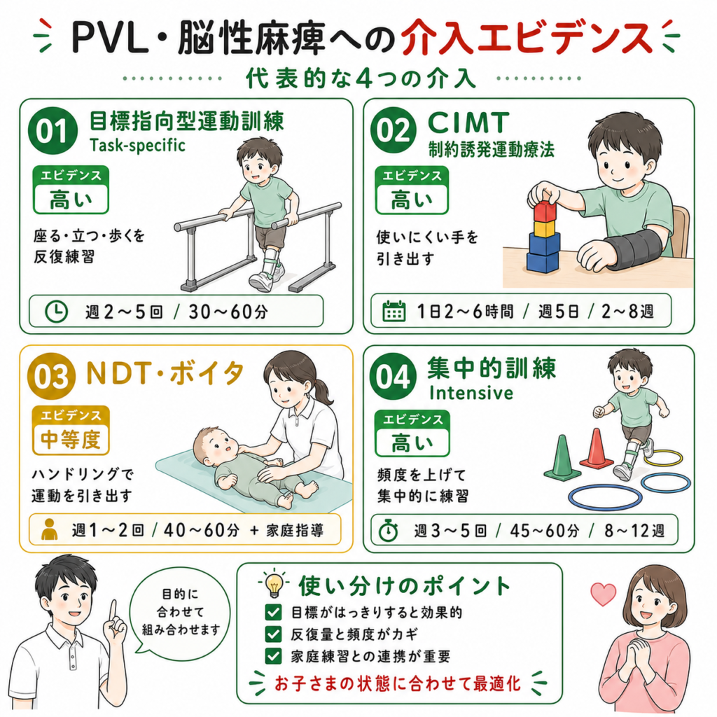 ボバース小児エビデンス。NDT　CI療法