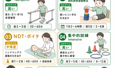 ボバース小児エビデンス。NDT　CI療法