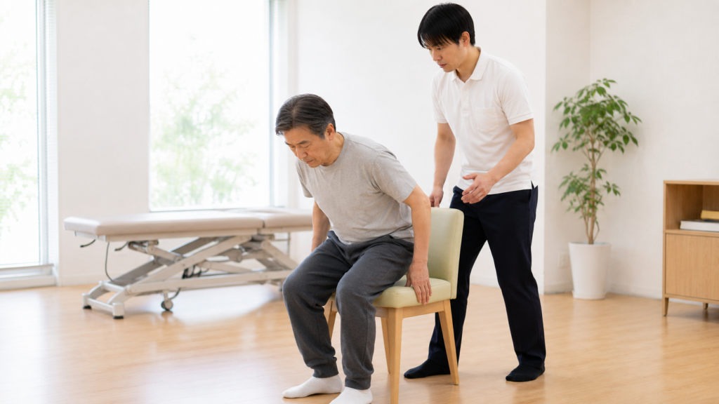 パーキンソン病患者の立ち上がり写真