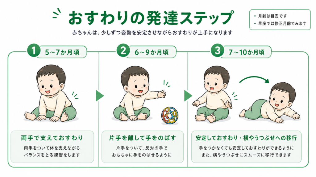 お座り姿勢の発達ステップ