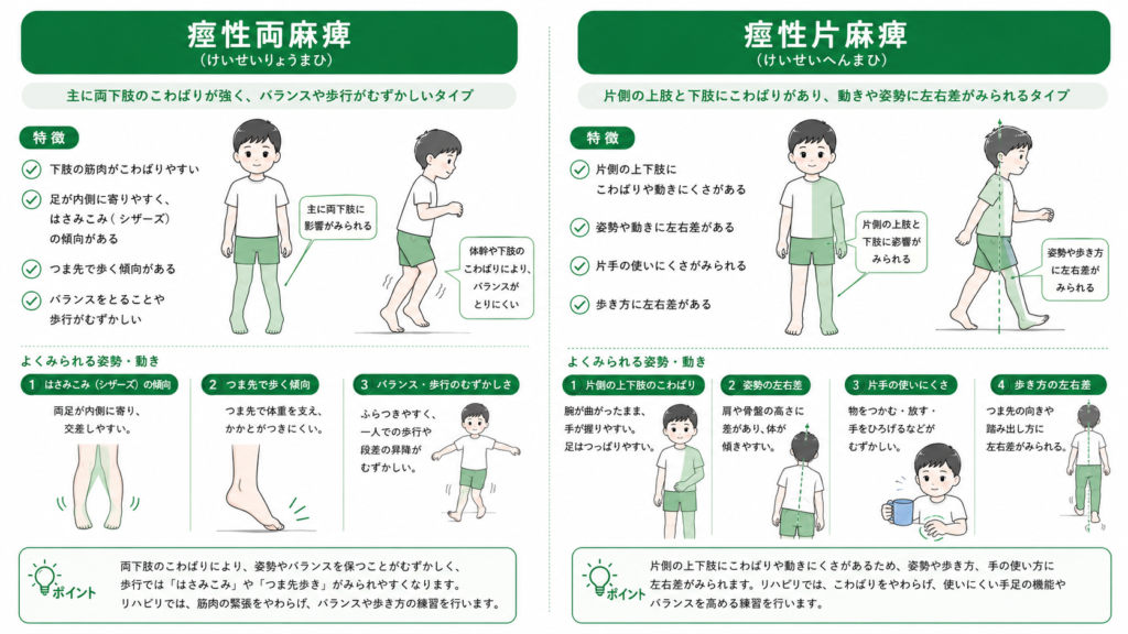 痙性両麻痺と痙性片麻痺