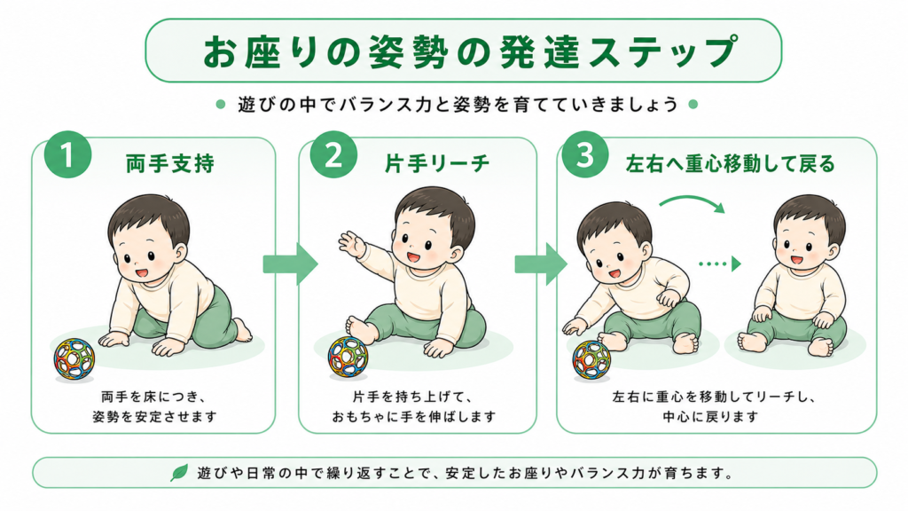 お座り姿勢の発達ステップ