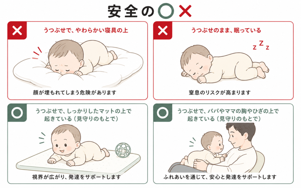 安全なうつ伏せと間違い