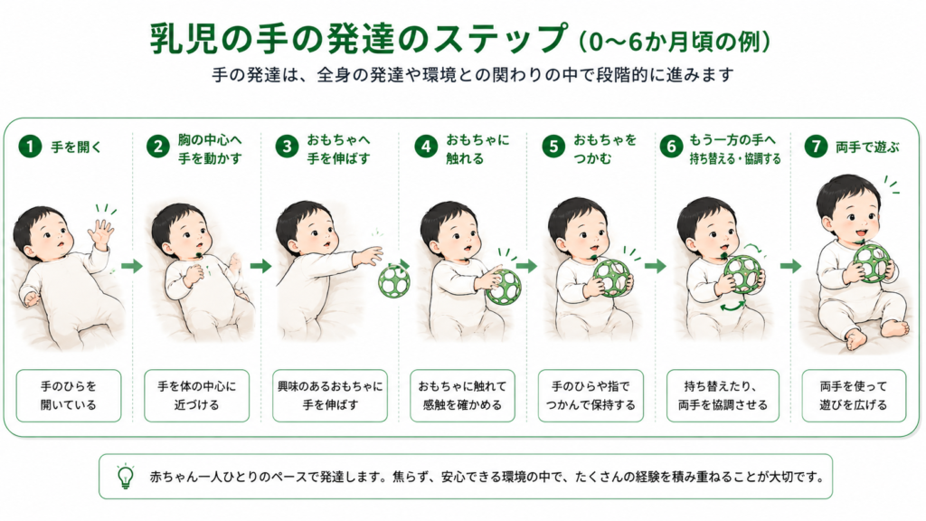 乳児の手の発達のステップ