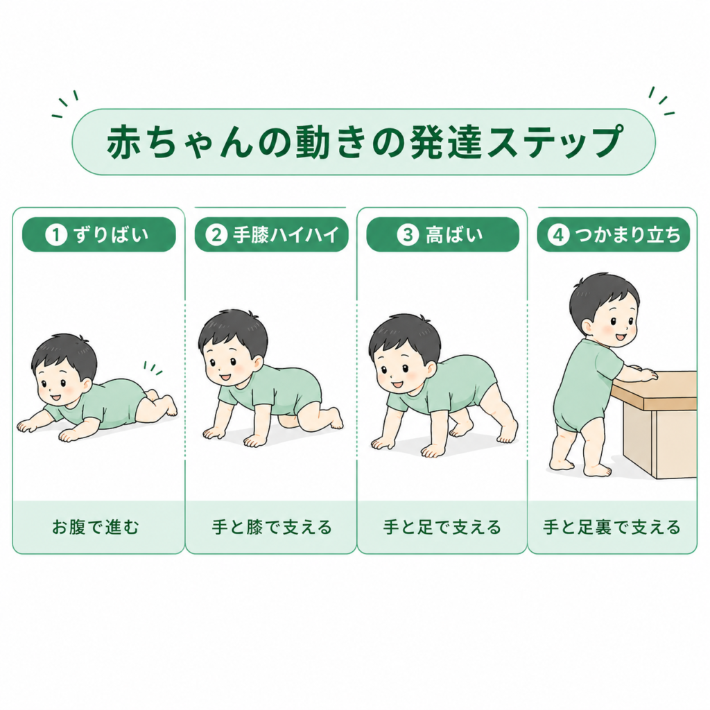 赤ちゃんの動きの発達ステップ