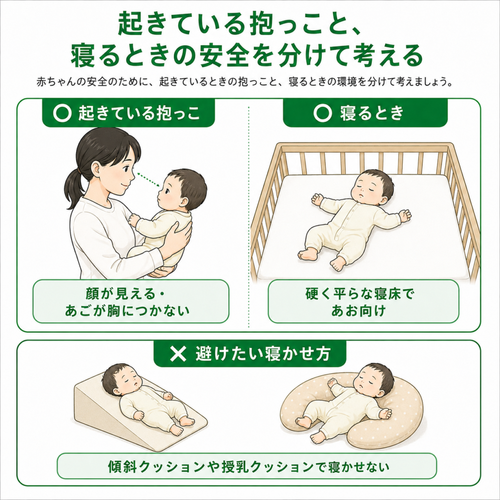 起きているだっこと寝るときの安全を分けて考える