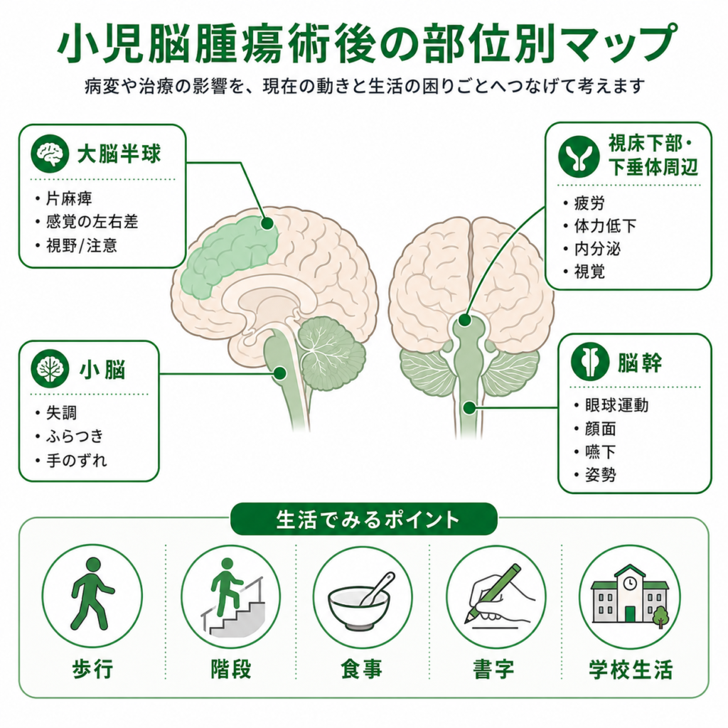 小児腫瘍術後の部位別マップ