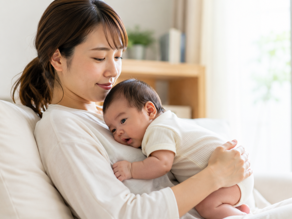 母親抱っこ