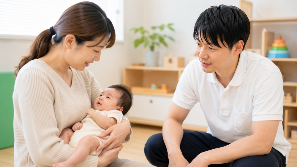 母親抱っこ