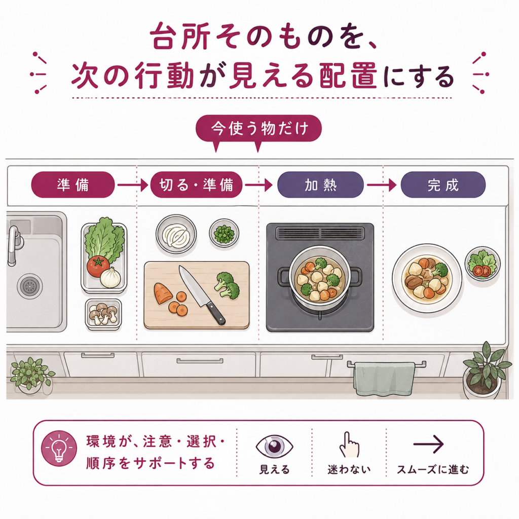 料理の見える配置