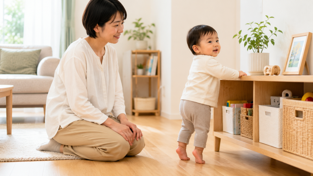 自宅でのつかまり立ち