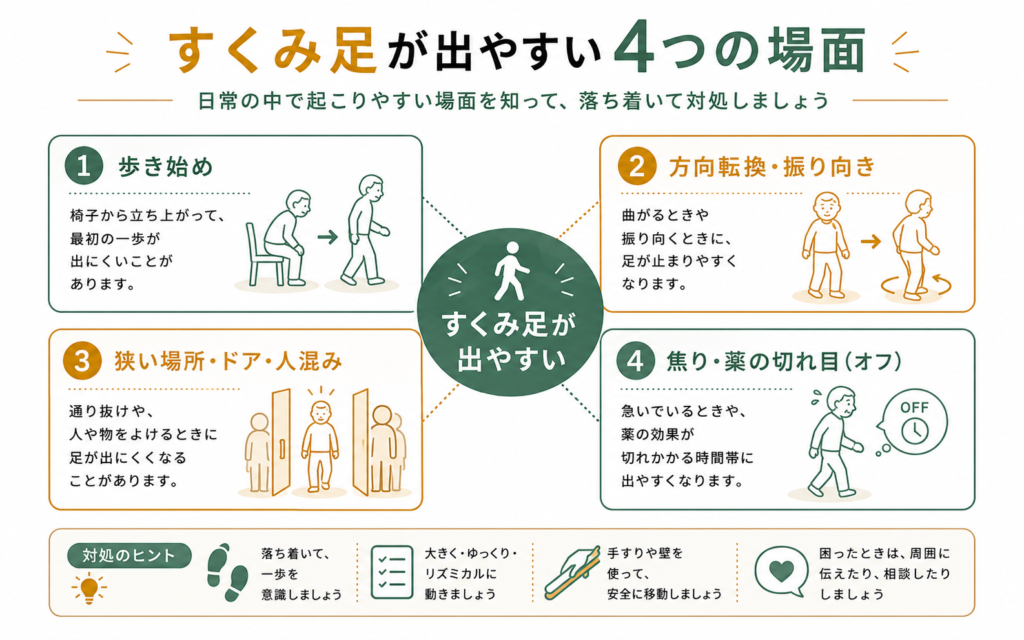 すくみ足が出やすい4つの場面