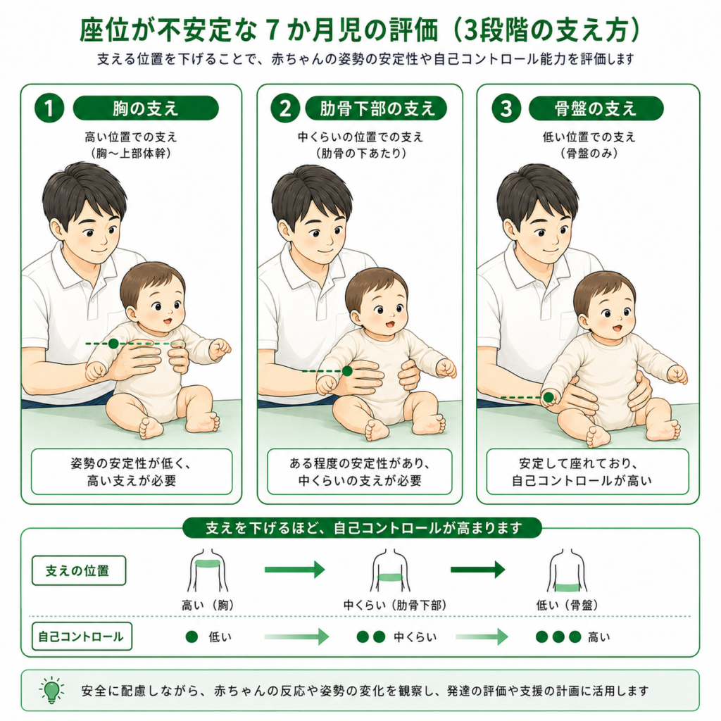 坐位が不安定な7か月児の評価