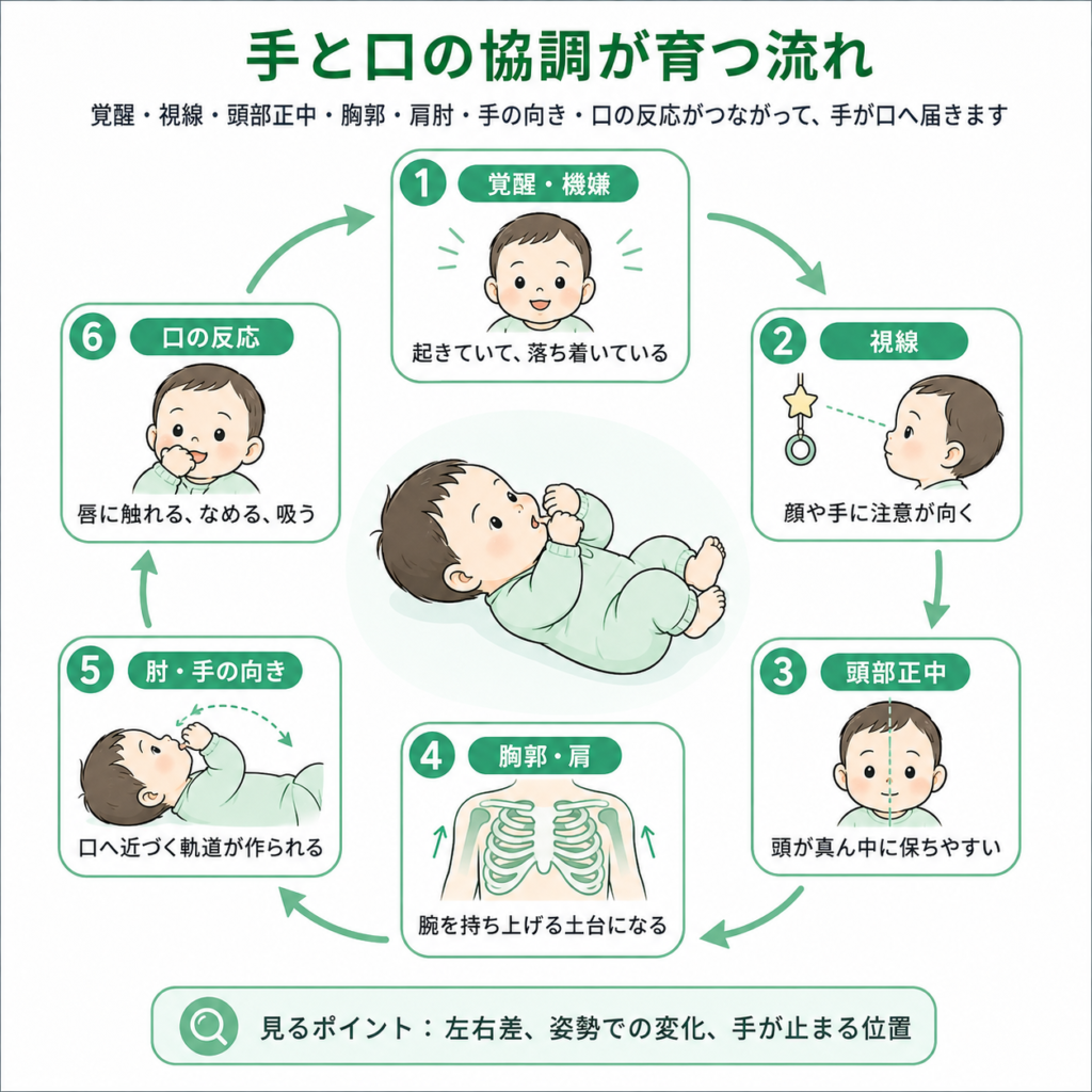 手と口の協調の育つながれ