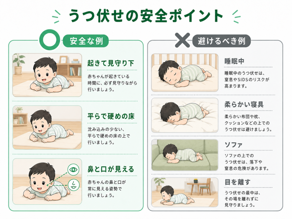 うつ伏せの安全ポイント