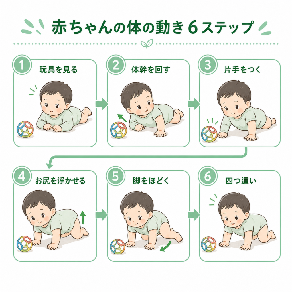 赤ちゃんの体の動き6ステップ