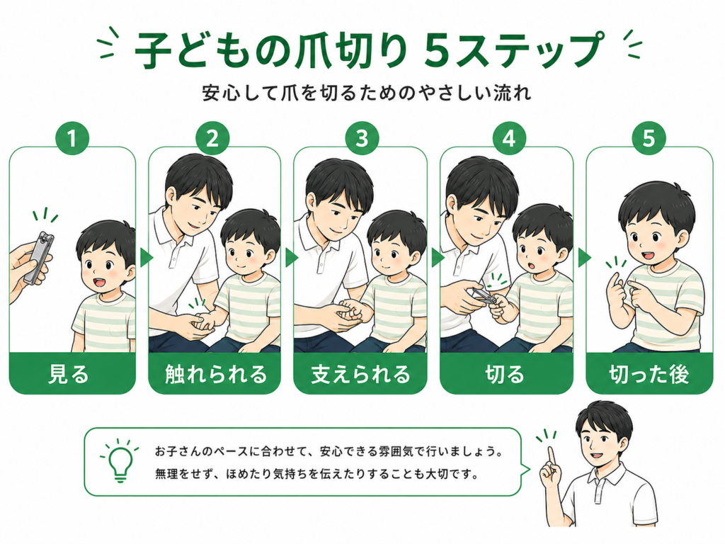 子供の爪切り5ステップ
