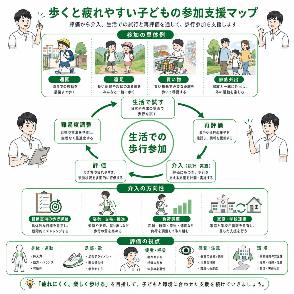 歩くと疲れやすい子供の参加支援マップ