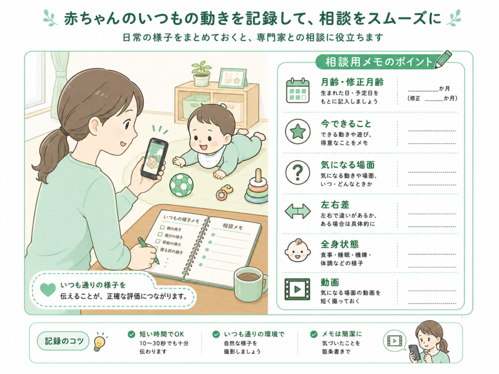 赤ちゃんのいつもの動きを記録して相談をスムーズに
