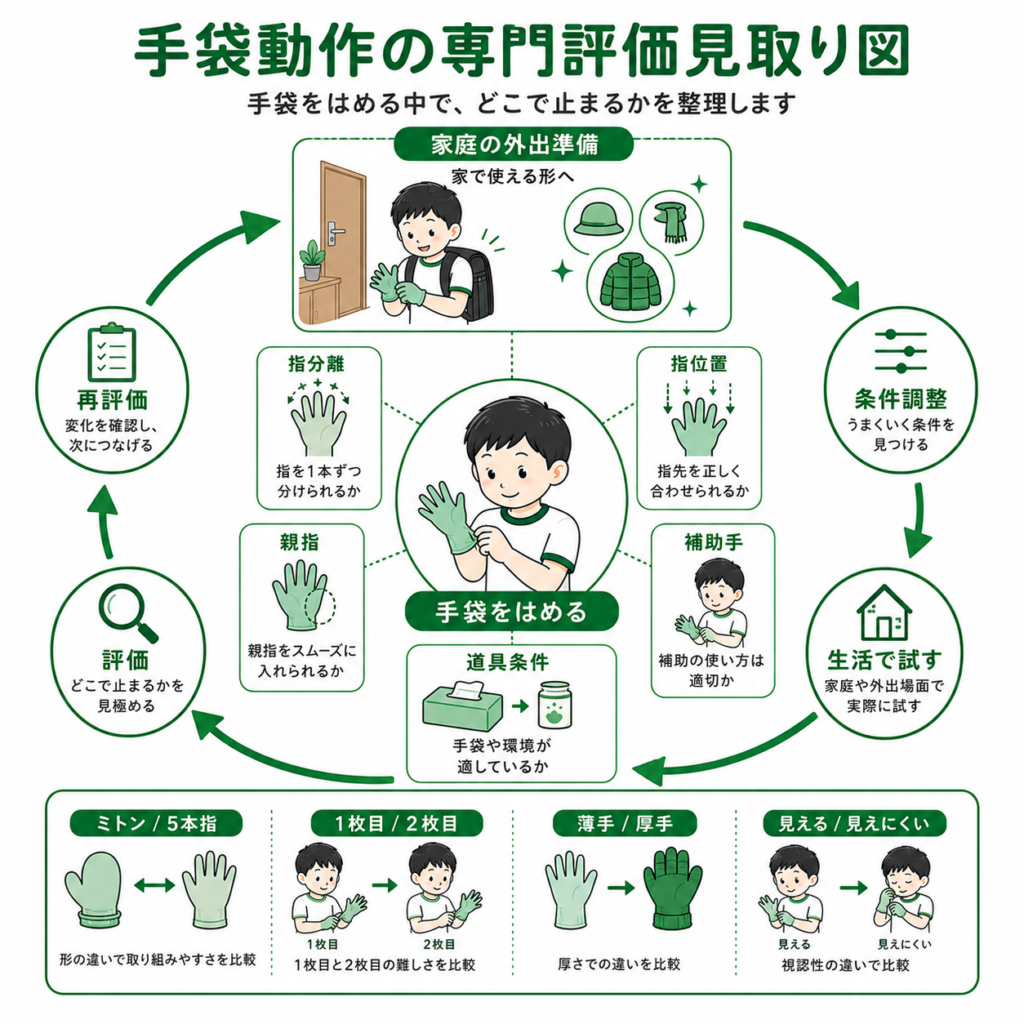 手袋動作の専門評価見取り図