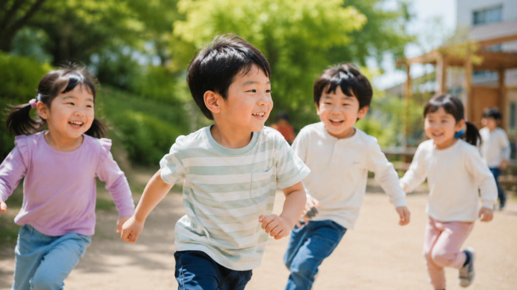外で走る様子