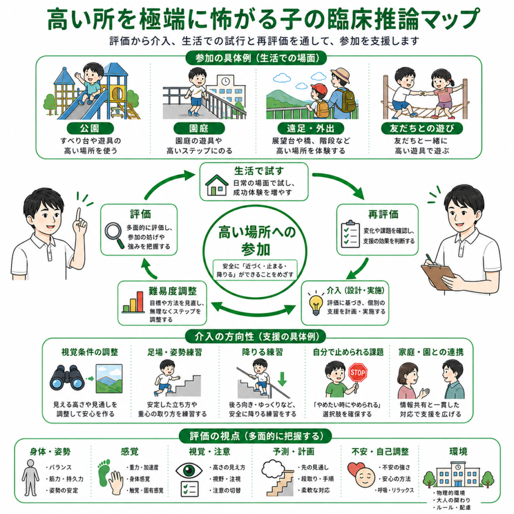 高いところを極端に怖がる子の臨床推論マップ