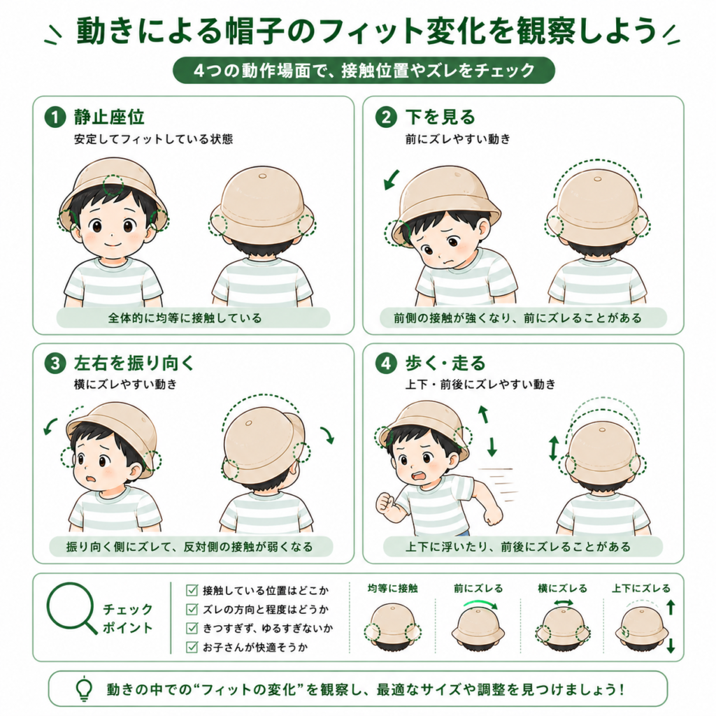 動きによる防止のフィットの変化