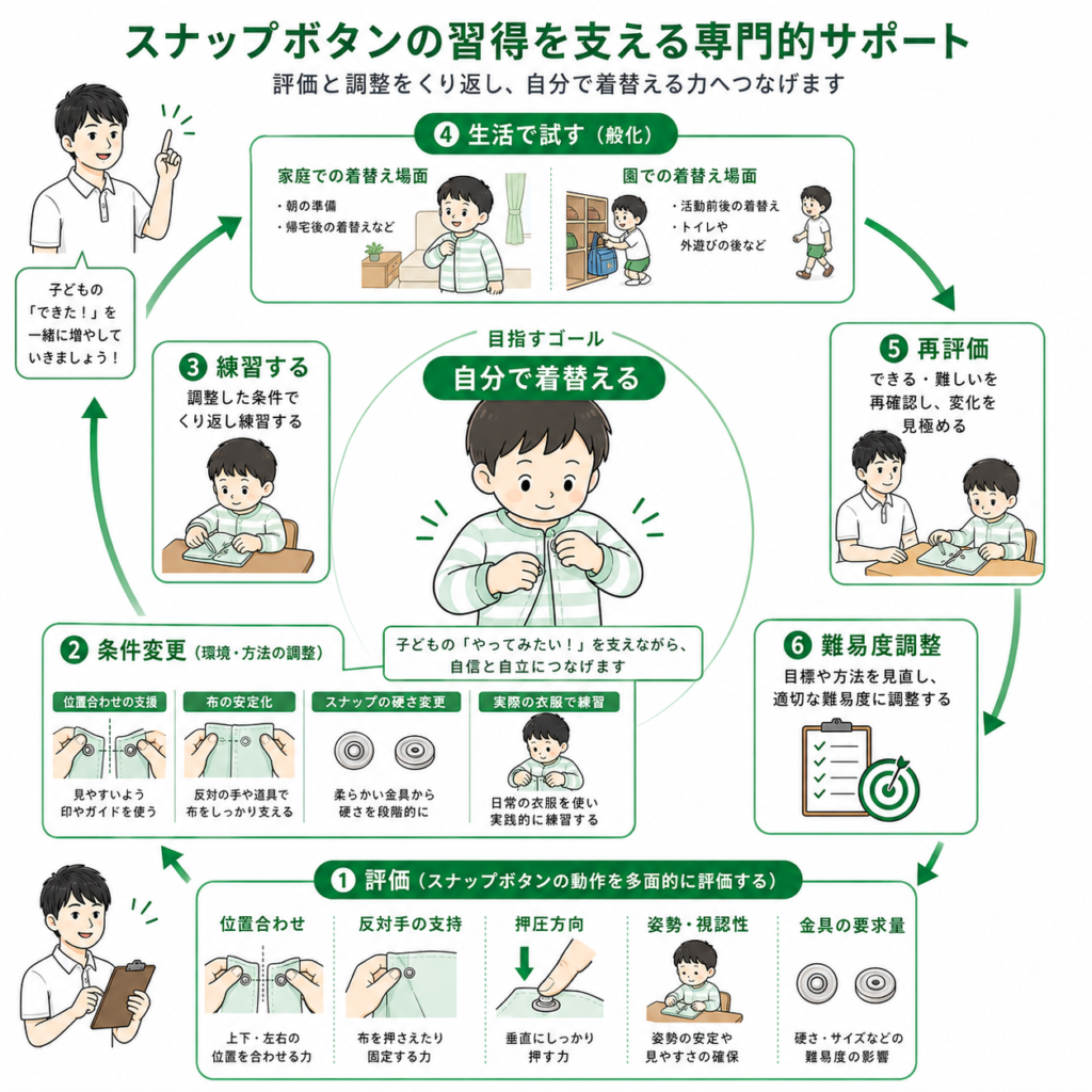 スナップボタンの習得を支える専門的サポート