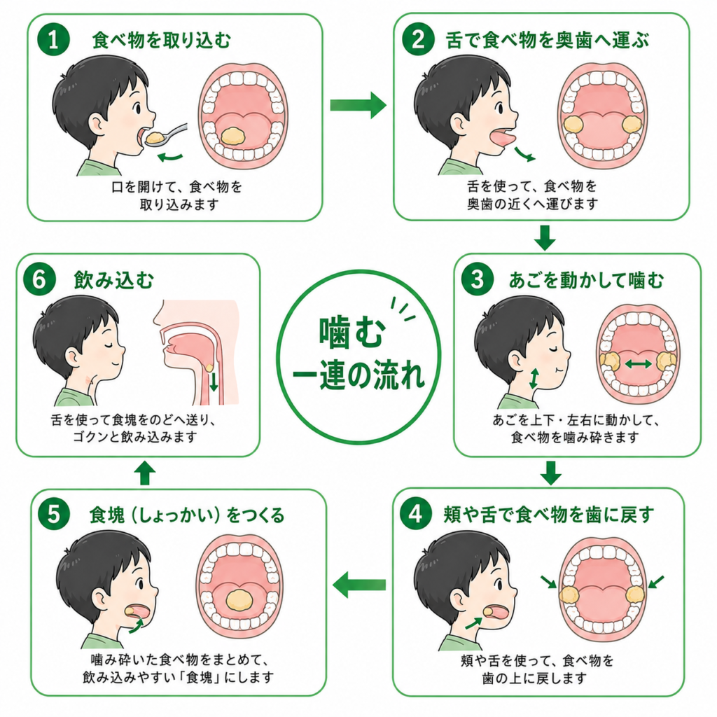 噛む一連の流れ