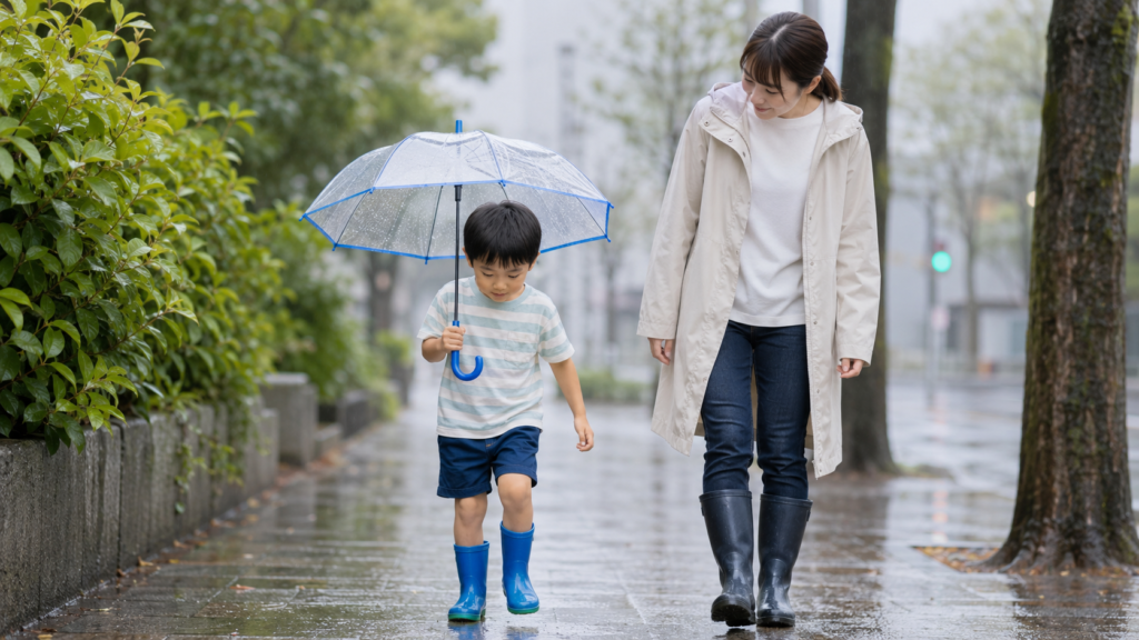 雨の日の歩行