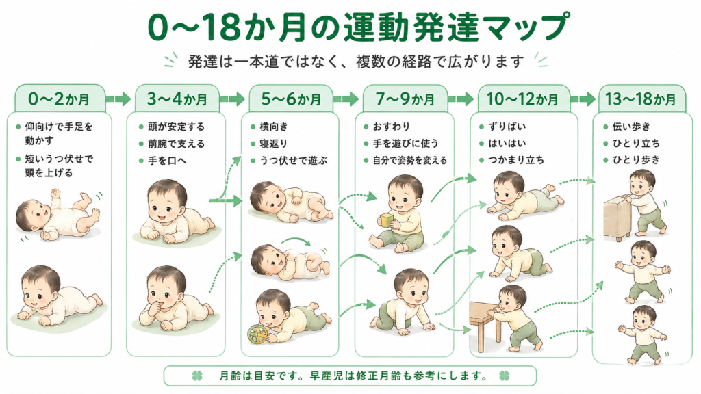 0~18か月の運動発達マップ