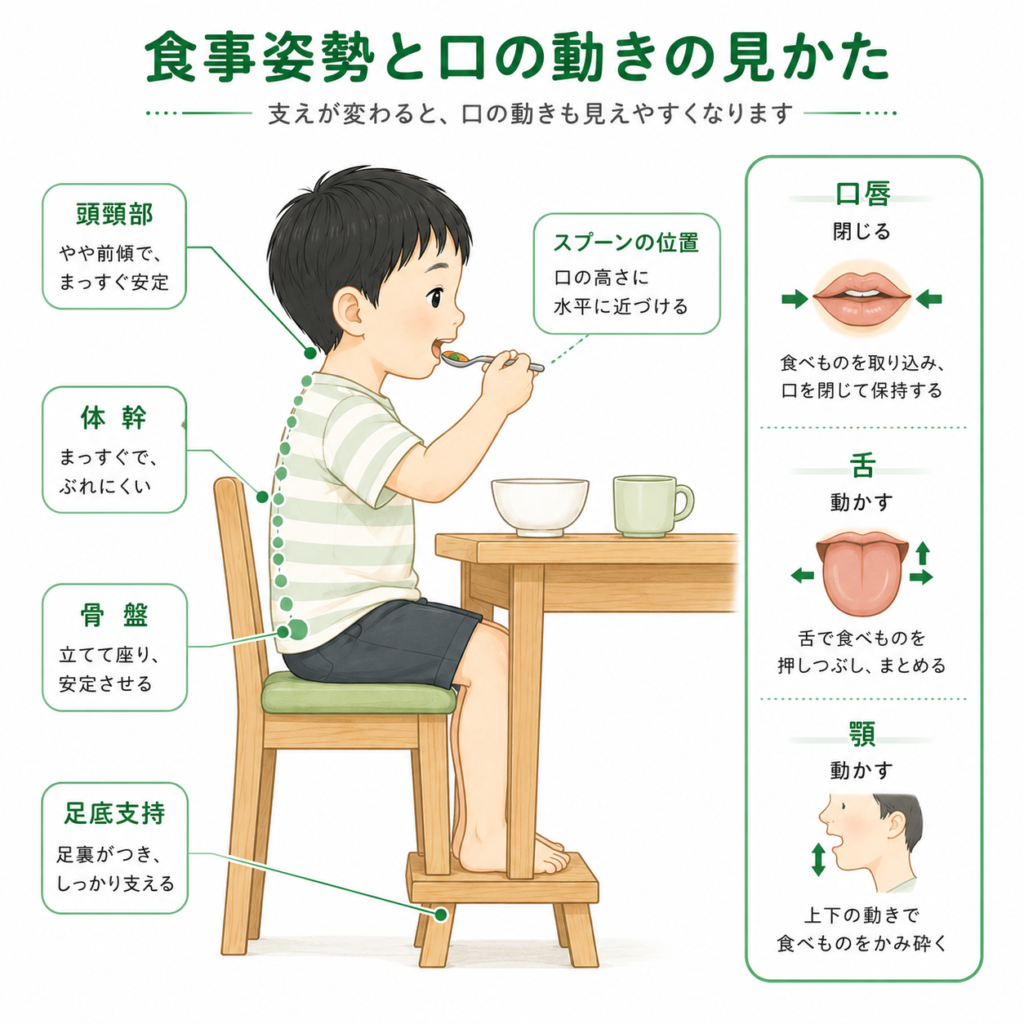 食事姿勢と口の動きの見方