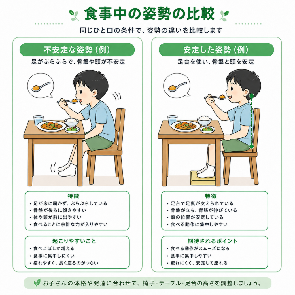 食事中の姿勢の比較