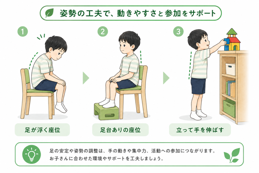 姿勢の工夫で動きやすさと参加をサポート