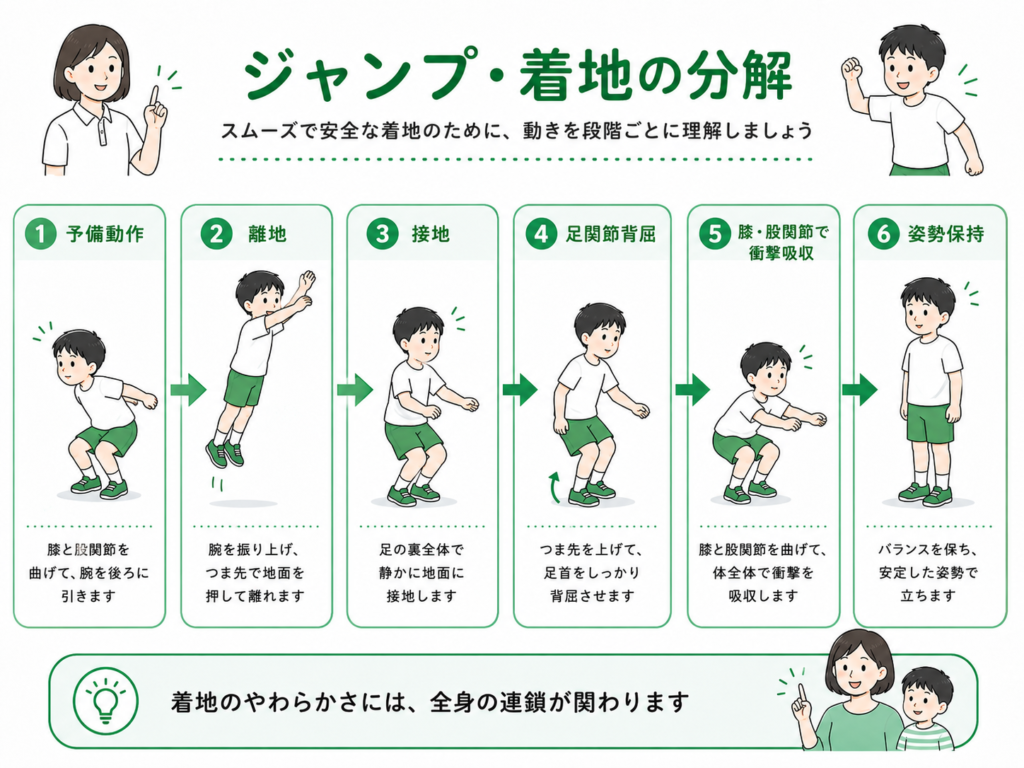 ジャンプ、着地の分解