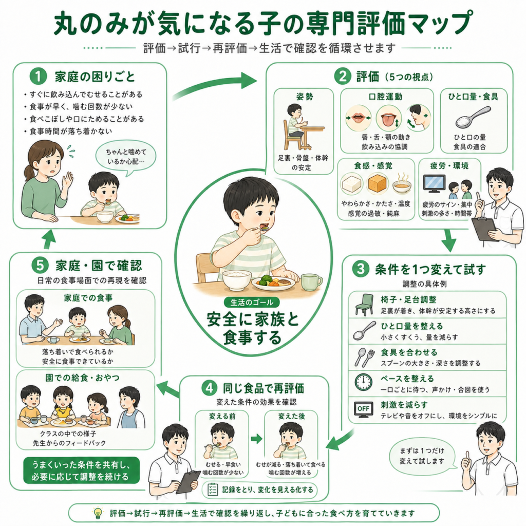 丸飲みが気になる子の臨床評価マップ